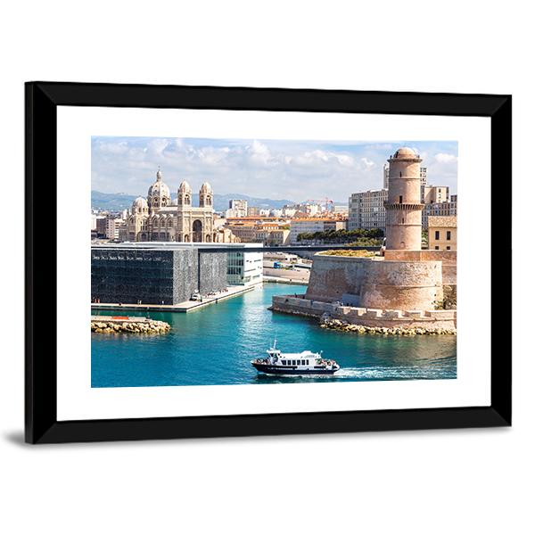 Saint Jean Castle And Cathedral De La Major Canvas Wall Art-3 Horizontal-Gallery Wrap-25" x 16"-Tiaracle