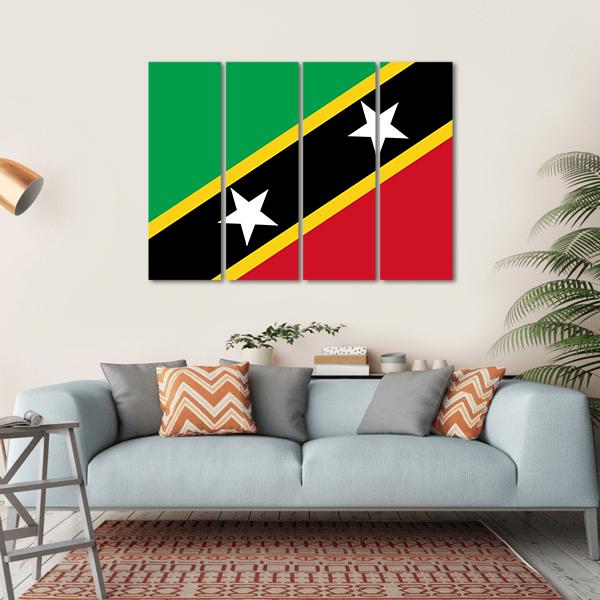 Saint Kitts And Nevis Flag Canvas Wall Art-4 Horizontal-Gallery Wrap-34" x 24"-Tiaracle