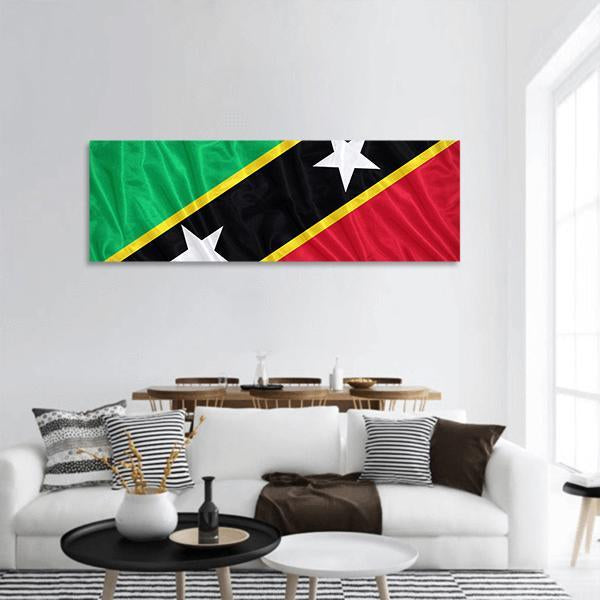 Saint Kitts & Nevis Flag Panoramic Canvas Wall Art-1 Piece-36" x 12"-Tiaracle