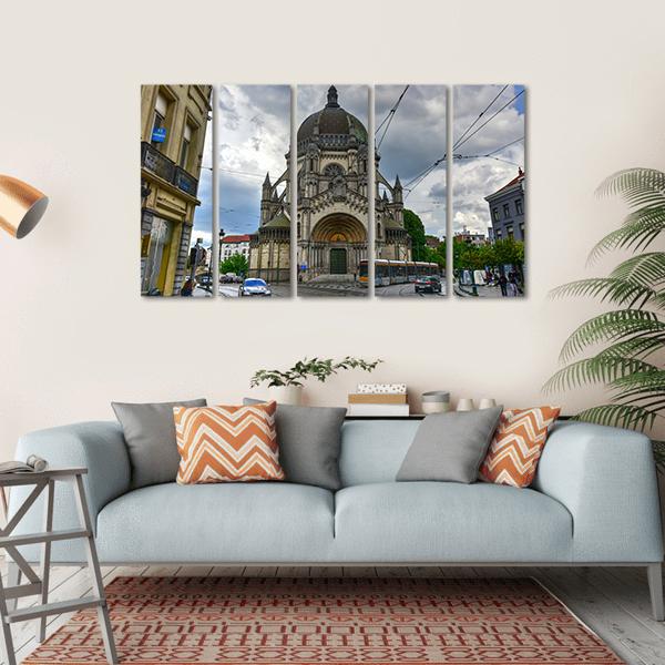 Saint Mary’s Royal Church In Brussels Canvas Wall Art-5 Horizontal-Gallery Wrap-22" x 12"-Tiaracle