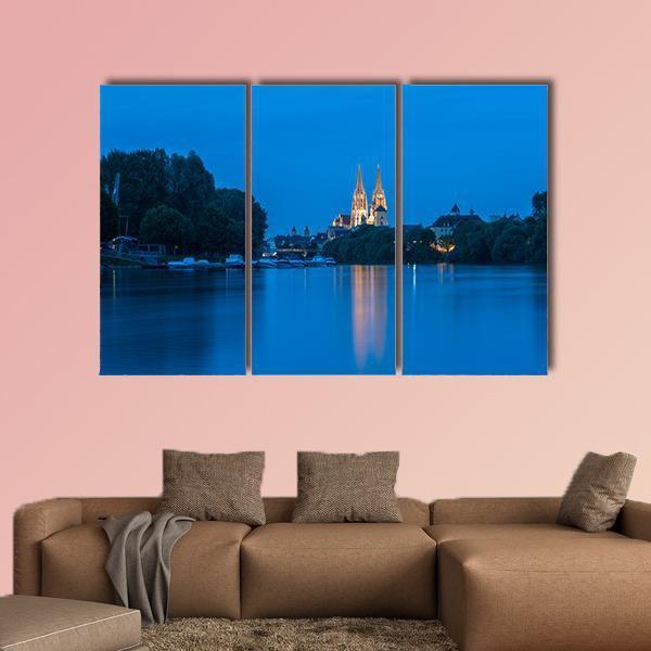 Saint Peter Cathedral At Blue Hour Canvas Wall Art-3 Horizontal-Gallery Wrap-25" x 16"-Tiaracle