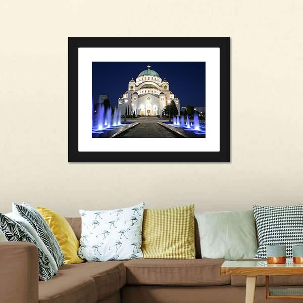 Saint Sava At Evening Canvas Wall Art-5 Horizontal-Gallery Wrap-22" x 12"-Tiaracle