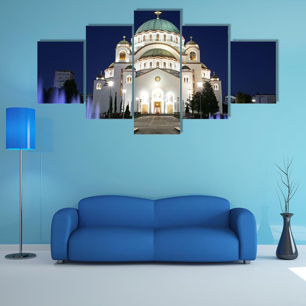 Saint Sava At Evening Canvas Wall Art-5 Star-Gallery Wrap-62" x 32"-Tiaracle