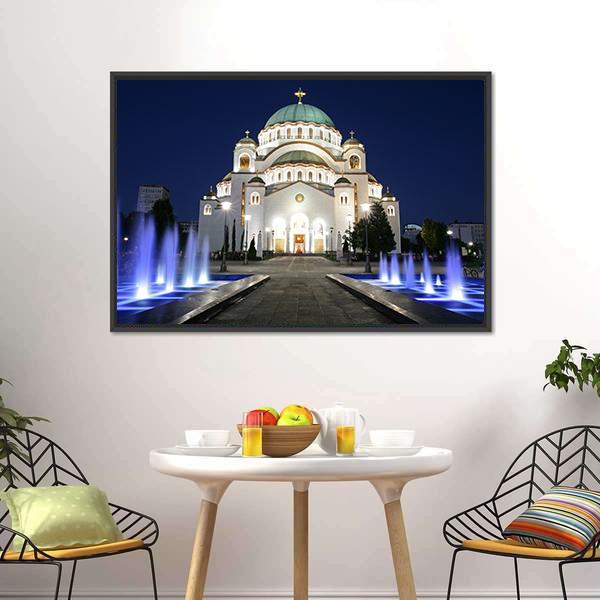 Saint Sava At Evening Canvas Wall Art-3 Horizontal-Gallery Wrap-25" x 16"-Tiaracle