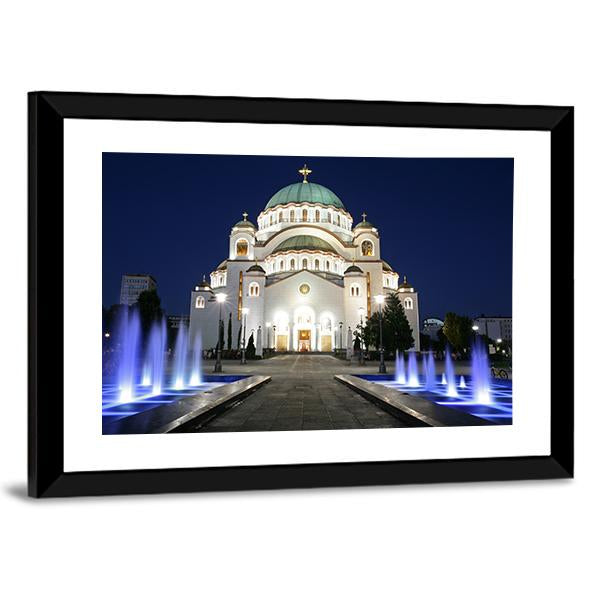 Saint Sava At Evening Canvas Wall Art-3 Horizontal-Gallery Wrap-25" x 16"-Tiaracle