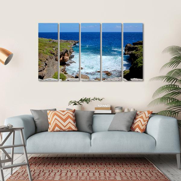Saipan Water Flows Between The Cliffs Canvas Wall Art-5 Horizontal-Gallery Wrap-22" x 12"-Tiaracle