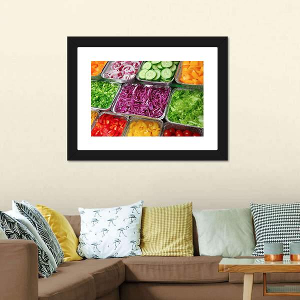 Salad Bar Canvas Wall Art-1 Piece-Framed Print-20" x 16"-Tiaracle