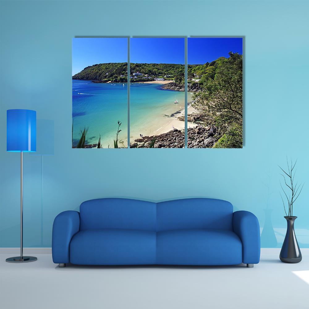Salcombe Ria In South Devon Canvas Wall Art-3 Horizontal-Gallery Wrap-37" x 24"-Tiaracle
