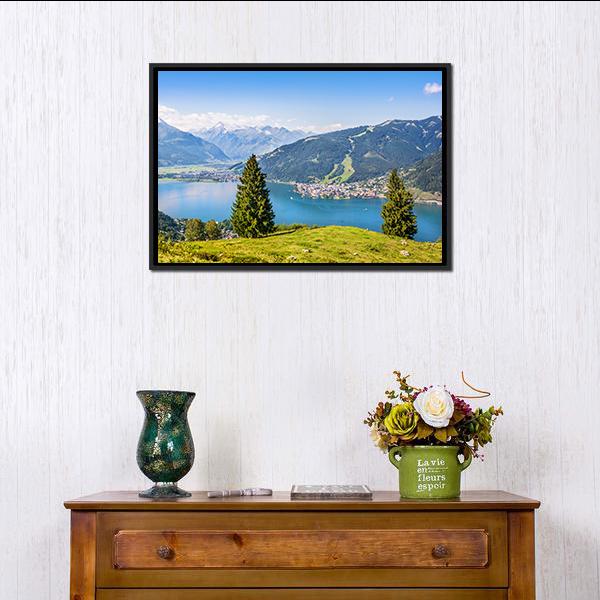 Salzburger Land With Lake Canvas Wall Art-3 Horizontal-Gallery Wrap-25" x 16"-Tiaracle