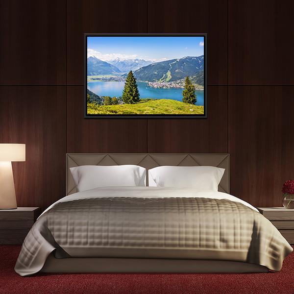 Salzburger Land With Lake Panoramic Canvas Wall Art-1 Piece-36" x 12"-Tiaracle