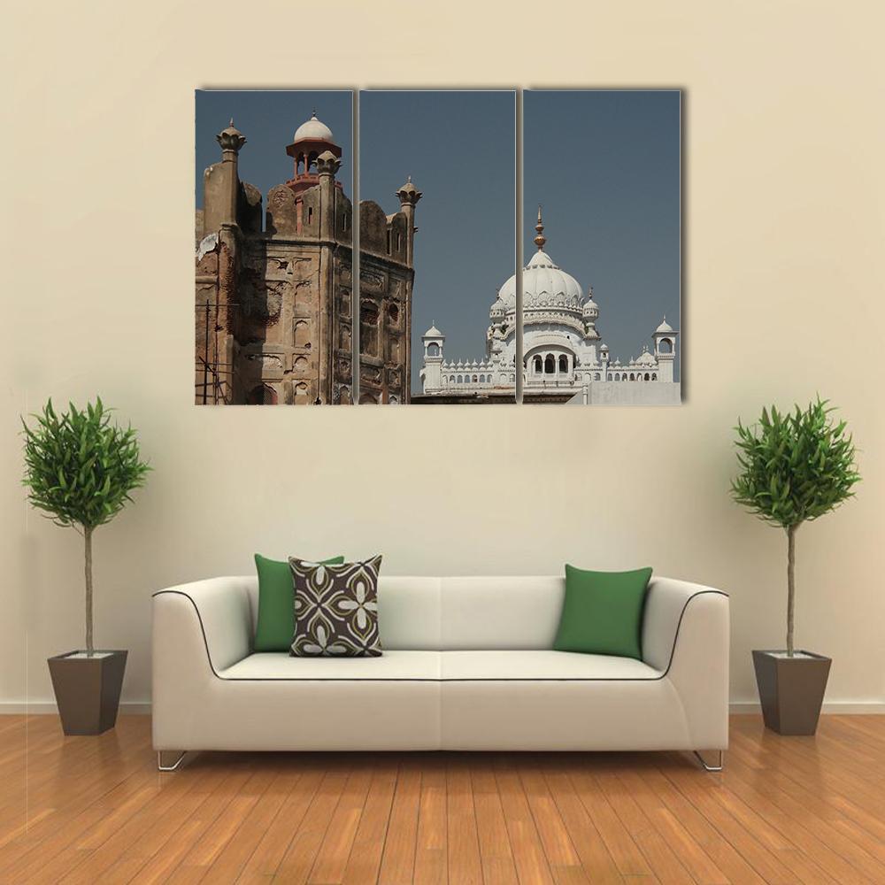 Samadhi Of Ranjit Singh And Lahore Fort Canvas Wall Art-3 Horizontal-Gallery Wrap-25" x 16"-Tiaracle
