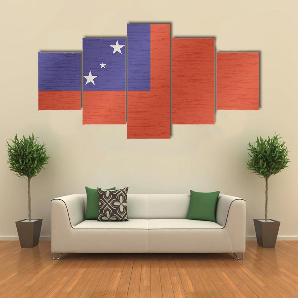 Samoa Flag Canvas Wall Art-5 Star-Gallery Wrap-62" x 32"-Tiaracle