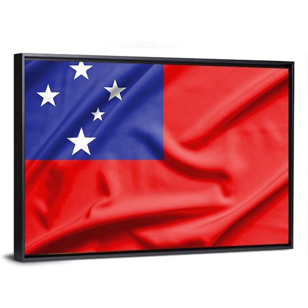 Samoa Flag On Silk Texture Canvas Wall Art-3 Horizontal-Gallery Wrap-25" x 16"-Tiaracle