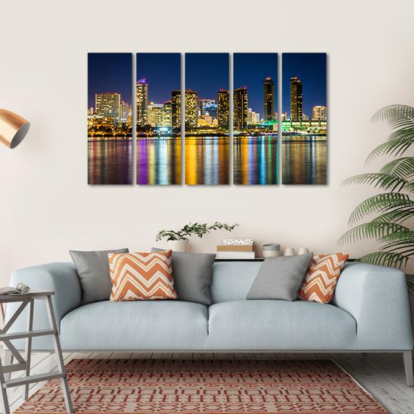 San Diego Skyline From Centennial Park Canvas Wall Art-5 Horizontal-Gallery Wrap-22" x 12"-Tiaracle