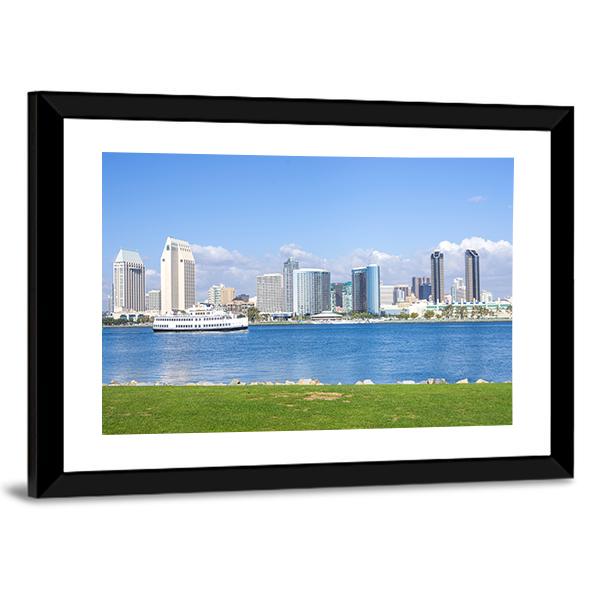 San Diego Skyline View From Coronado Island Canvas Wall Art-3 Horizontal-Gallery Wrap-25" x 16"-Tiaracle