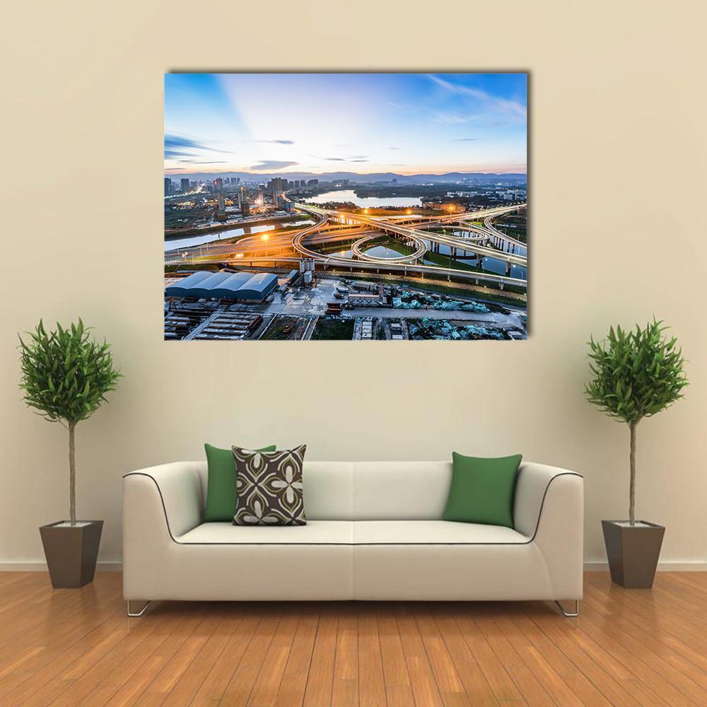 San Francisco City At Night Canvas Wall Art-1 Piece-Gallery Wrap-48" x 32"-Tiaracle