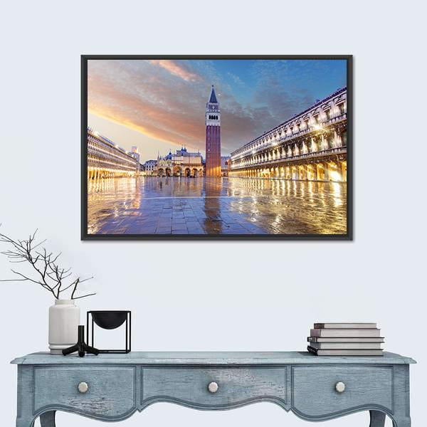 San Marco Square In Venice Italy Canvas Wall Art-1 Piece-Floating Frame-24" x 16"-Tiaracle
