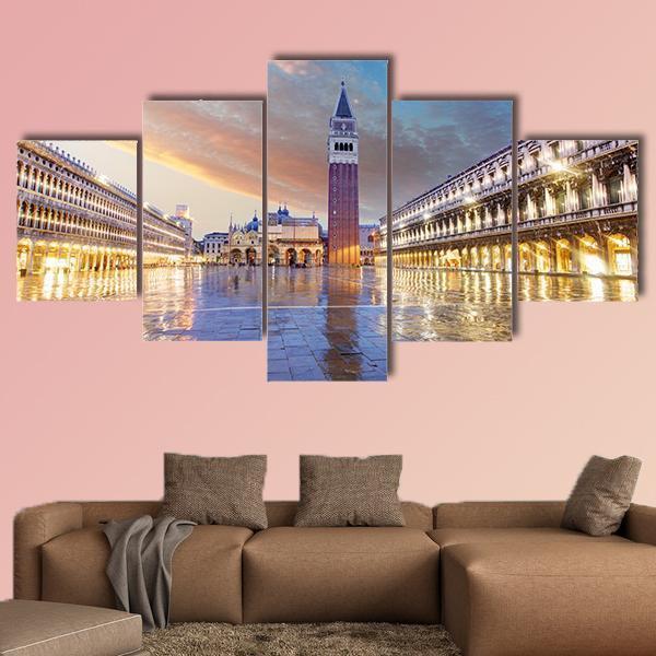 San Marco Square In Venice Italy Canvas Wall Art-5 Star-Gallery Wrap-62" x 32"-Tiaracle