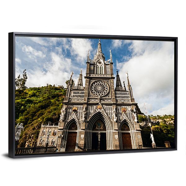 Sanctuary Of Our Lady Las Lajas Canvas Wall Art-3 Horizontal-Gallery Wrap-25" x 16"-Tiaracle