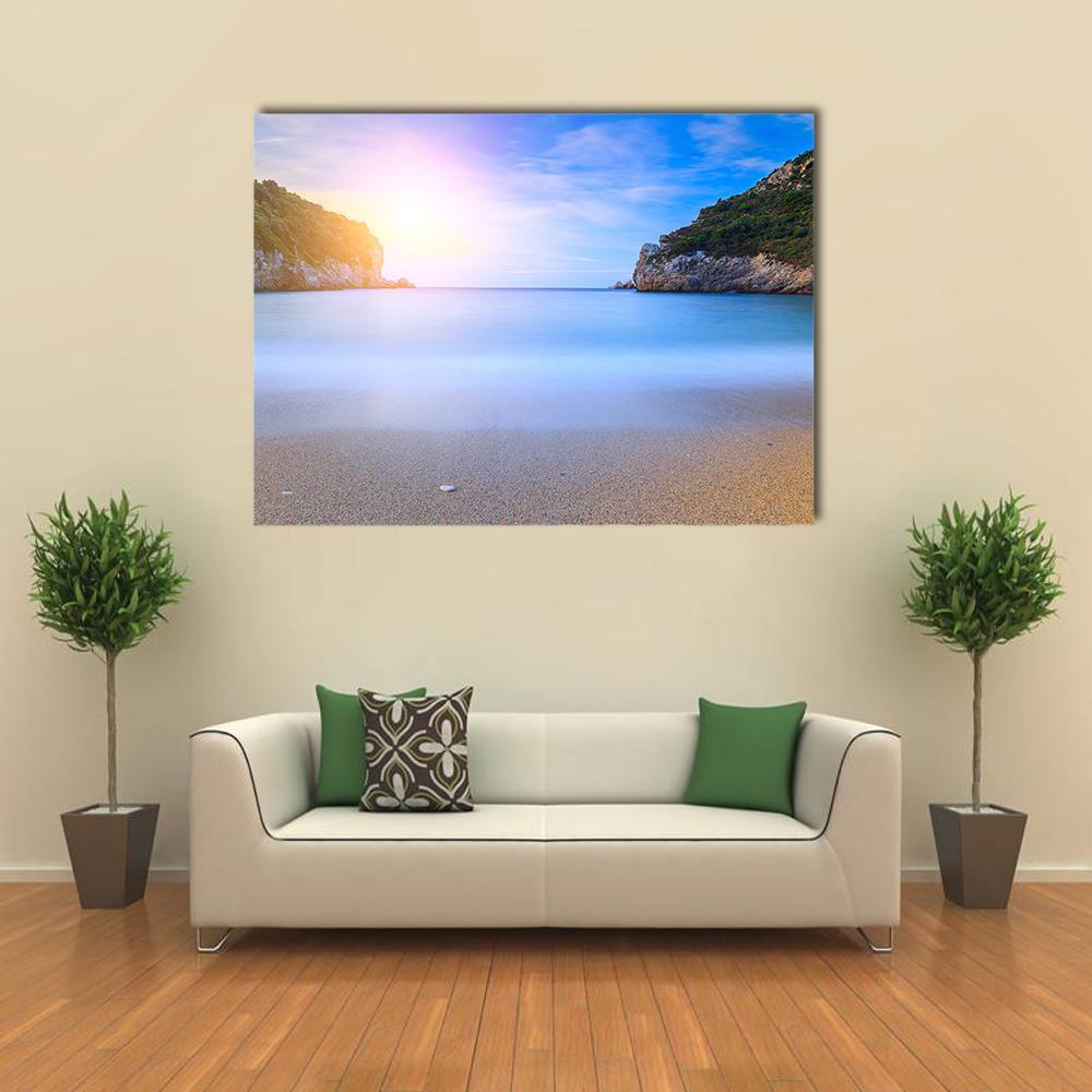 Sand Beach In Close Bay Canvas Wall Art-1 Piece-Gallery Wrap-48" x 32"-Tiaracle