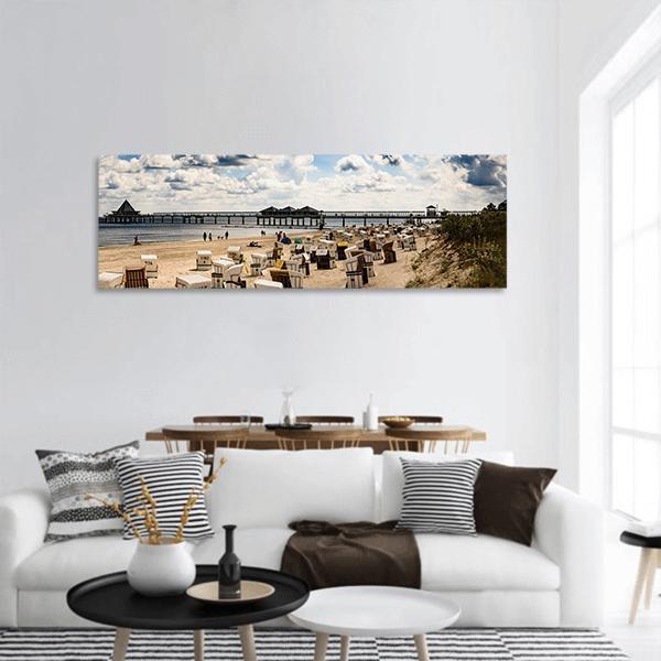 Sand Beach Island In Usedom Panoramic Canvas Wall Art-1 Piece-36" x 12"-Tiaracle