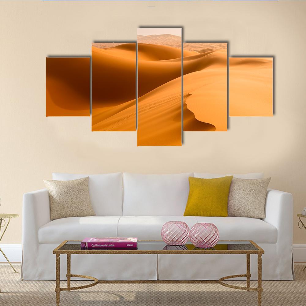 Sand Dunes In The Sahara Desert Merzouga Morocco Canvas Wall Art-5 Star-Gallery Wrap-62" x 32"-Tiaracle