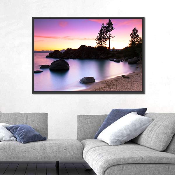 Sand Harbor Beach In Lake Tahoe Canvas Wall Art-3 Horizontal-Gallery Wrap-25" x 16"-Tiaracle