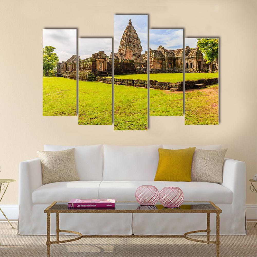 Sand Stone Castle In Thailand Canvas Wall Art-5 Pop-Gallery Wrap-47" x 32"-Tiaracle