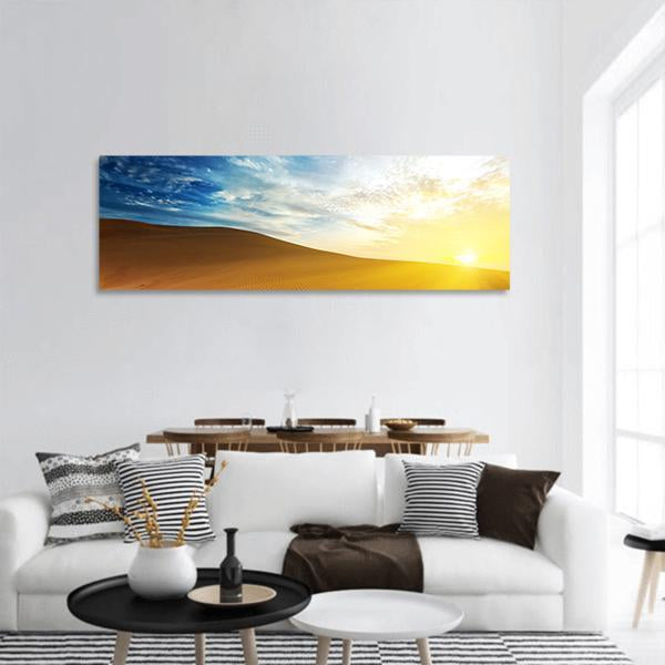 Sandy Desert At Sunrise Time In Vietnam Panoramic Canvas Wall Art-1 Piece-36" x 12"-Tiaracle