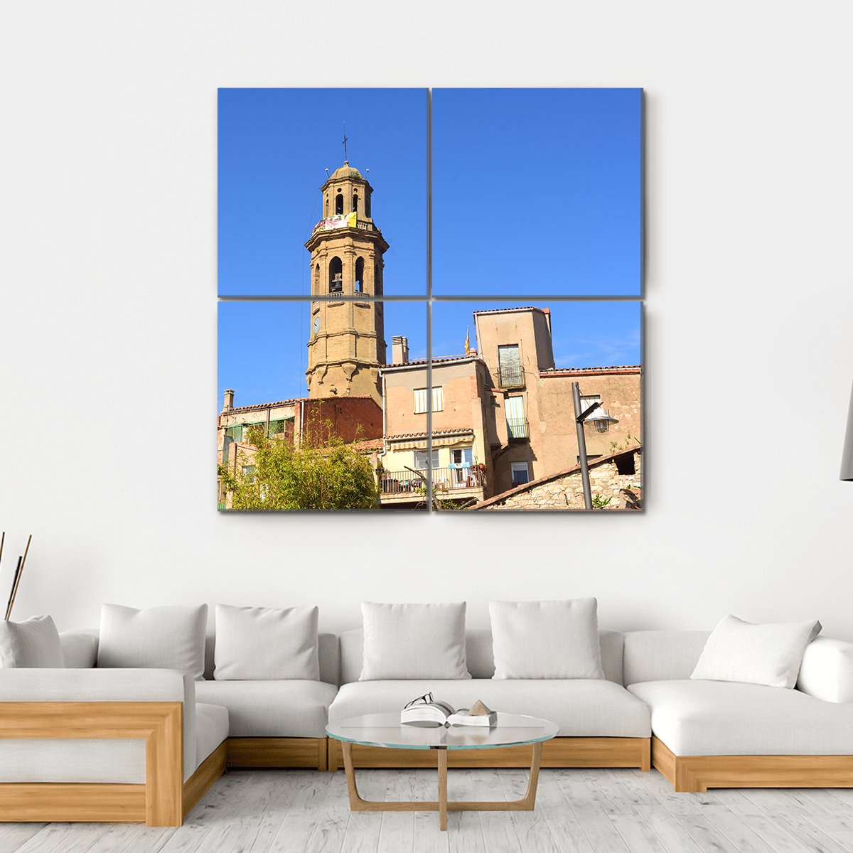 Sant Pere Church Of Calaf Canvas Wall Art-4 Square-Gallery Wrap-17" x 17"-Tiaracle