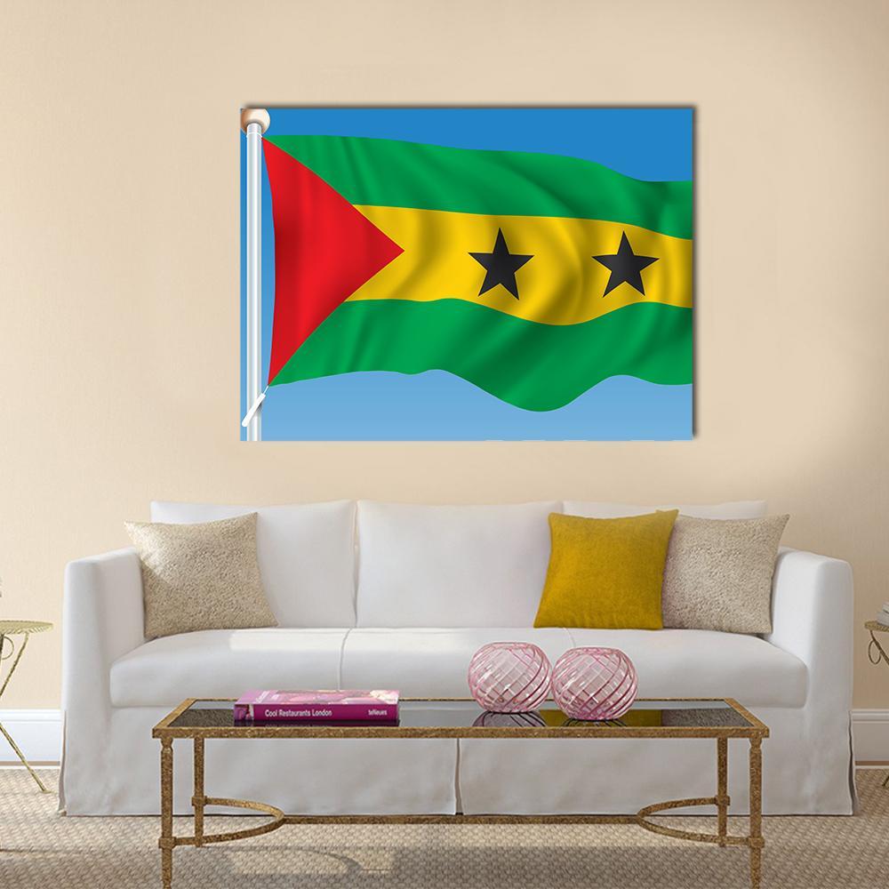 Sao Tome And Principe Flag Canvas Wall Art-1 Piece-Gallery Wrap-36" x 24"-Tiaracle