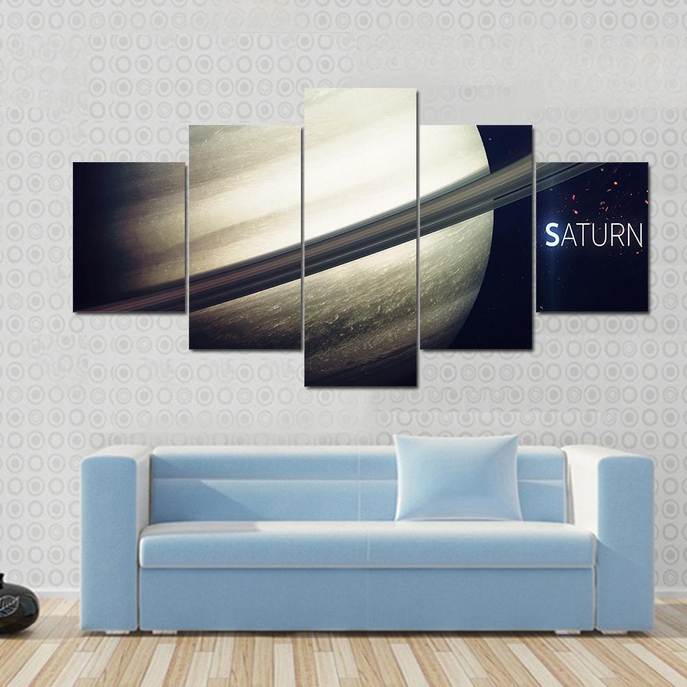 Saturn With Its Rings Canvas Wall Art-5 Star-Gallery Wrap-62" x 32"-Tiaracle