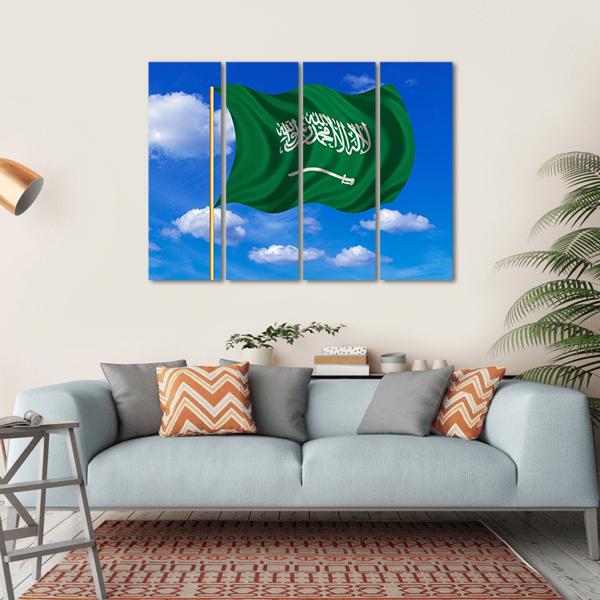 Saudi Arabian Flag Canvas Wall Art-4 Horizontal-Gallery Wrap-34" x 24"-Tiaracle