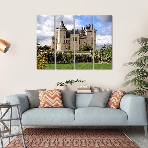 Saumur Chateau Castle In Summer Canvas Wall Art-4 Horizontal-Gallery Wrap-34" x 24"-Tiaracle