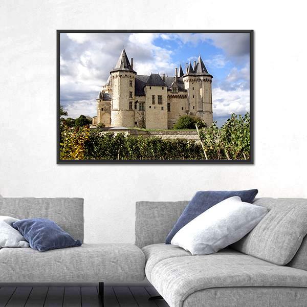 Saumur Chateau Castle In Summer Canvas Wall Art-3 Horizontal-Gallery Wrap-25" x 16"-Tiaracle