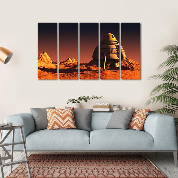 Scene Of The Astronaut On Mars Canvas Wall Art-5 Horizontal-Gallery Wrap-22" x 12"-Tiaracle