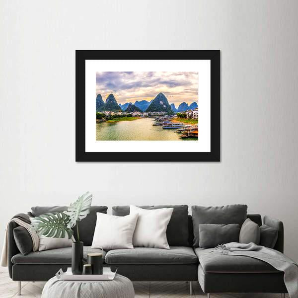 Scenery Of Guilin Canvas Wall Art-3 Horizontal-Gallery Wrap-25" x 16"-Tiaracle