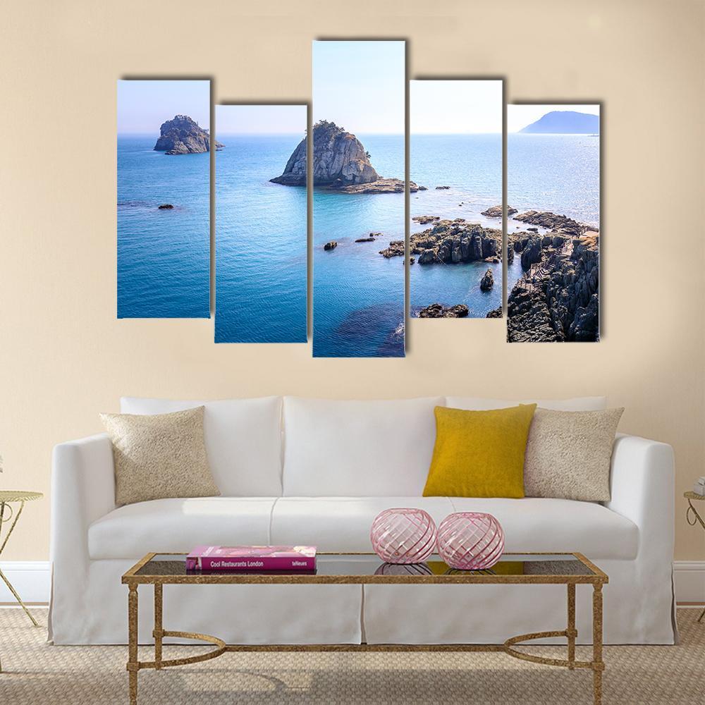 Scenery Of Oryukdo Islands In Busan Canvas Wall Art-5 Pop-Gallery Wrap-47" x 32"-Tiaracle