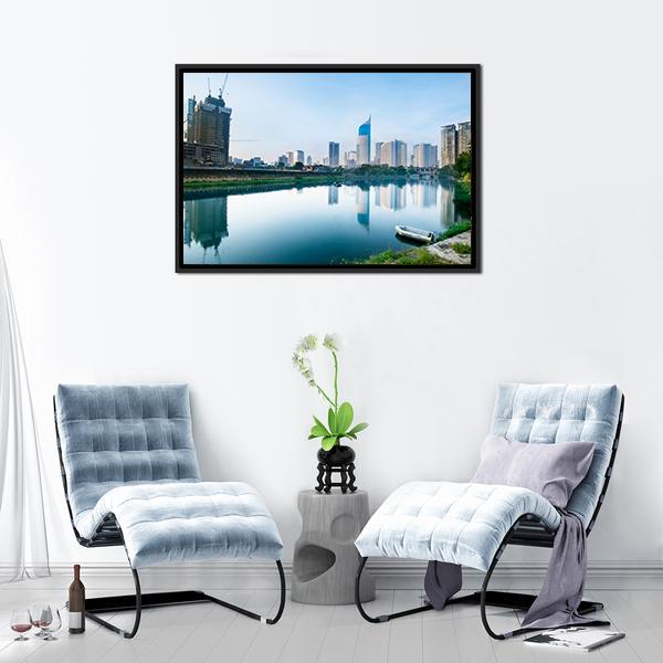 Scenery Of Reservoir Jakarta Canvas Wall Art-1 Piece-Floating Frame-24" x 16"-Tiaracle