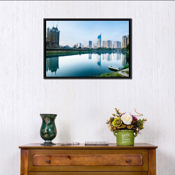 Scenery Of Reservoir Jakarta Canvas Wall Art-3 Horizontal-Gallery Wrap-25" x 16"-Tiaracle