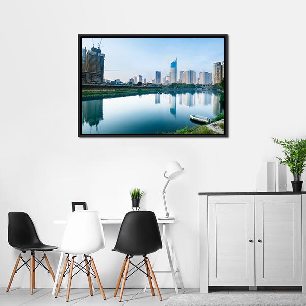Scenery Of Reservoir Jakarta Canvas Wall Art-3 Horizontal-Gallery Wrap-25" x 16"-Tiaracle