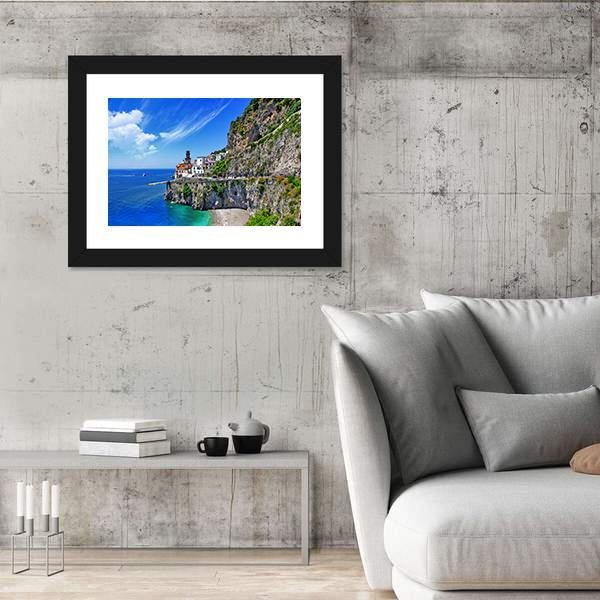 Scenic Amalfi Coast In Atrani Village Canvas Wall Art-3 Horizontal-Gallery Wrap-25" x 16"-Tiaracle