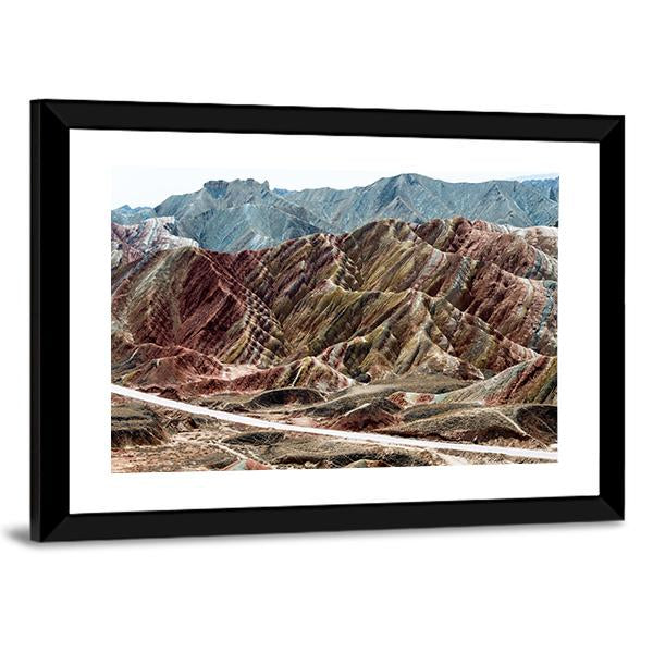 Scenic Area Of Zhangye Vertical Canvas Wall Art-3 Vertical-Gallery Wrap-12" x 25"-Tiaracle