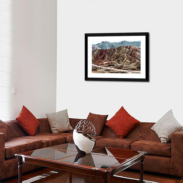 Scenic Area Of Zhangye Vertical Canvas Wall Art-3 Vertical-Gallery Wrap-12" x 25"-Tiaracle