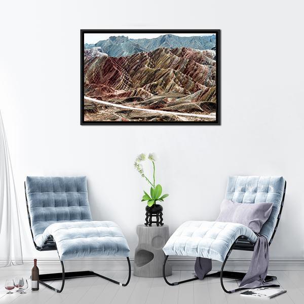 Scenic Area Of Zhangye Vertical Canvas Wall Art-3 Vertical-Gallery Wrap-12" x 25"-Tiaracle