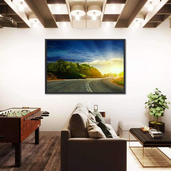Road In The Mountains Panoramic Canvas Wall Art-1 Piece-36" x 12"-Tiaracle