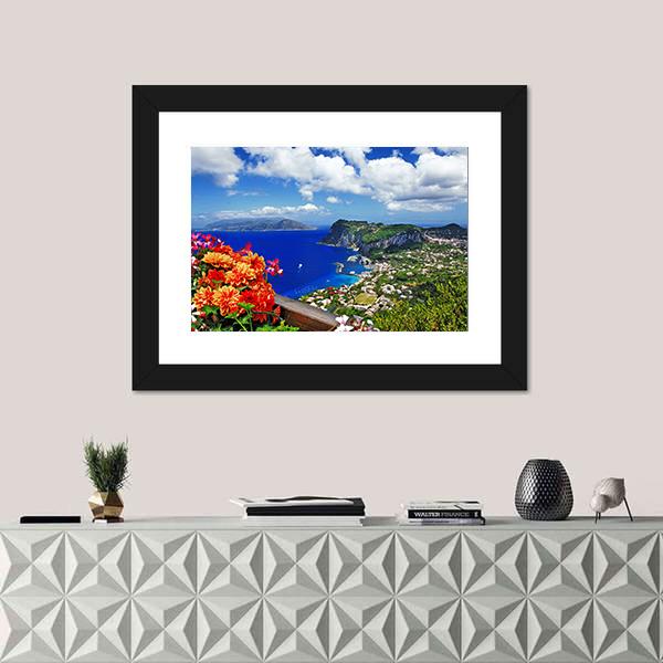 Scenic Capri Island In Italy Canvas Wall Art-1 Piece-Framed Print-20" x 16"-Tiaracle