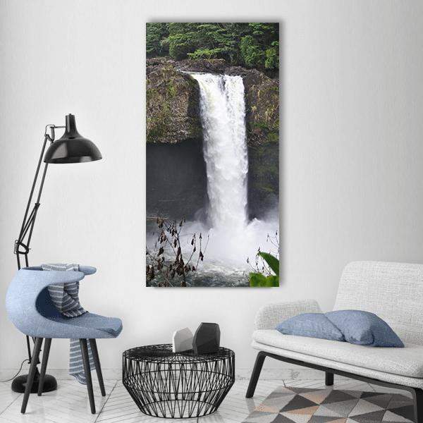 Scenic Cave With Waterfall Vertical Canvas Wall Art-1 Vertical-Gallery Wrap-12" x 24"-Tiaracle