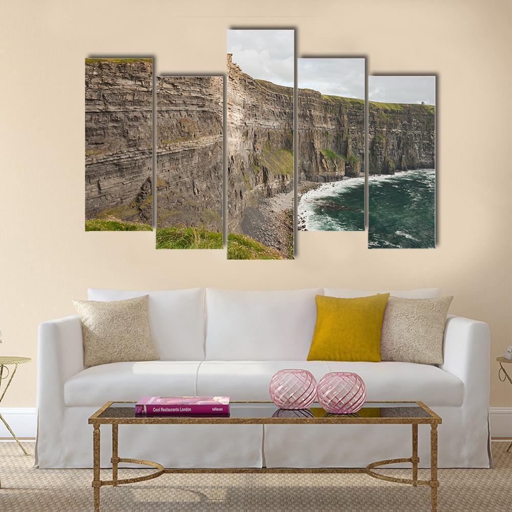 Scenic Cliffs Of Moher Canvas Wall Art-5 Pop-Gallery Wrap-47" x 32"-Tiaracle