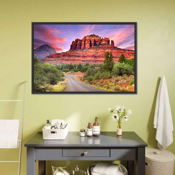Scenic Drive Through Sedona Arizona Canvas Wall Art-1 Piece-Floating Frame-24" x 16"-Tiaracle